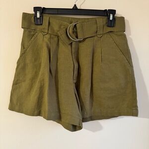 Able High Waist Olive Green Shorts with Belt Sz 4